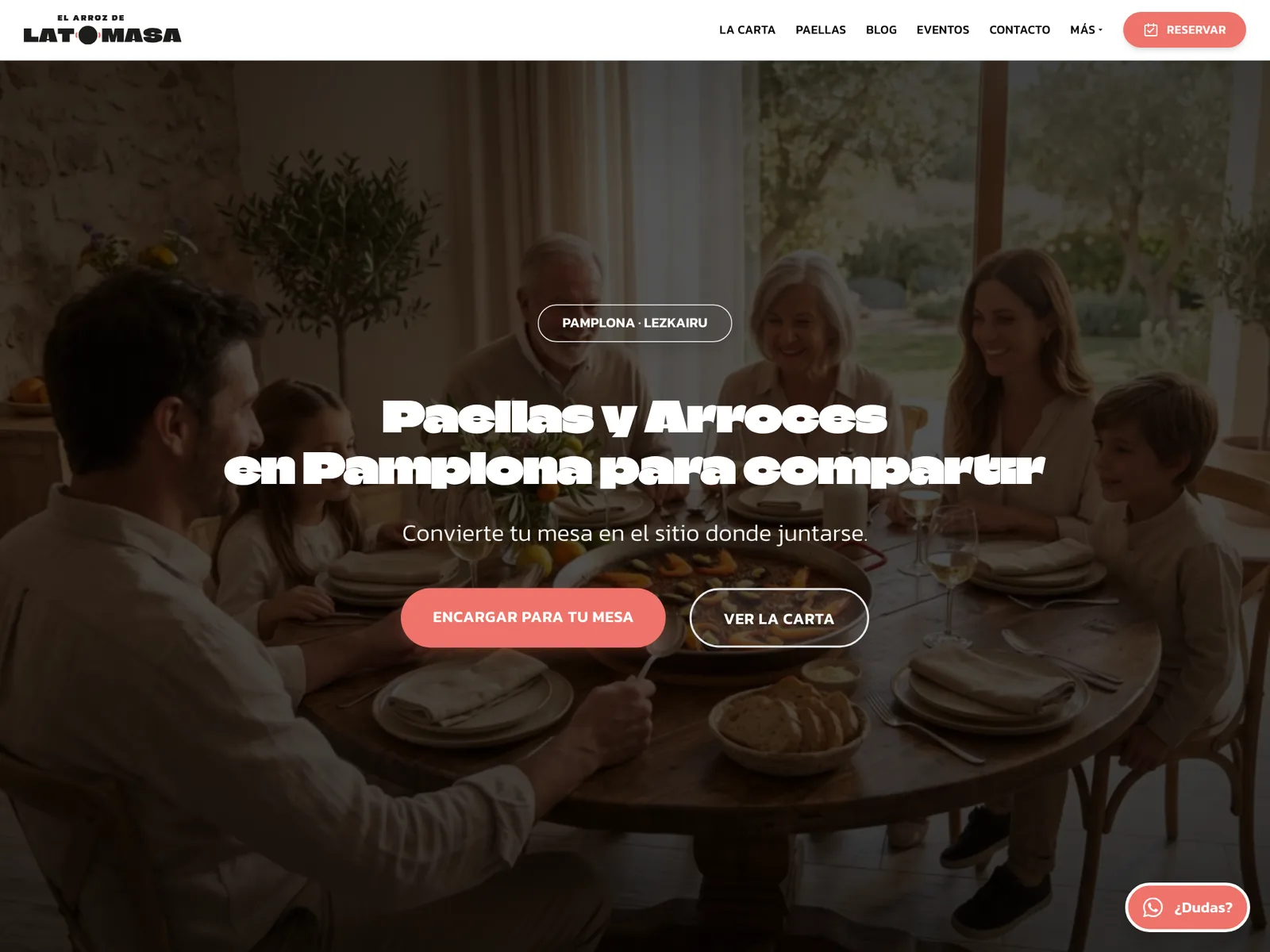 Página web de El Arroz de LaTomasa, Restaurante de paellas para llevar en Pamplona